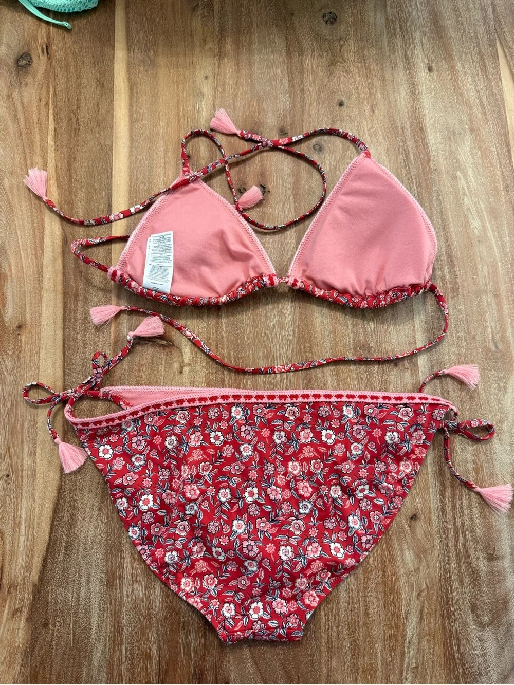Boden Women’s Pink Floral Tie-Strap Bikini Top